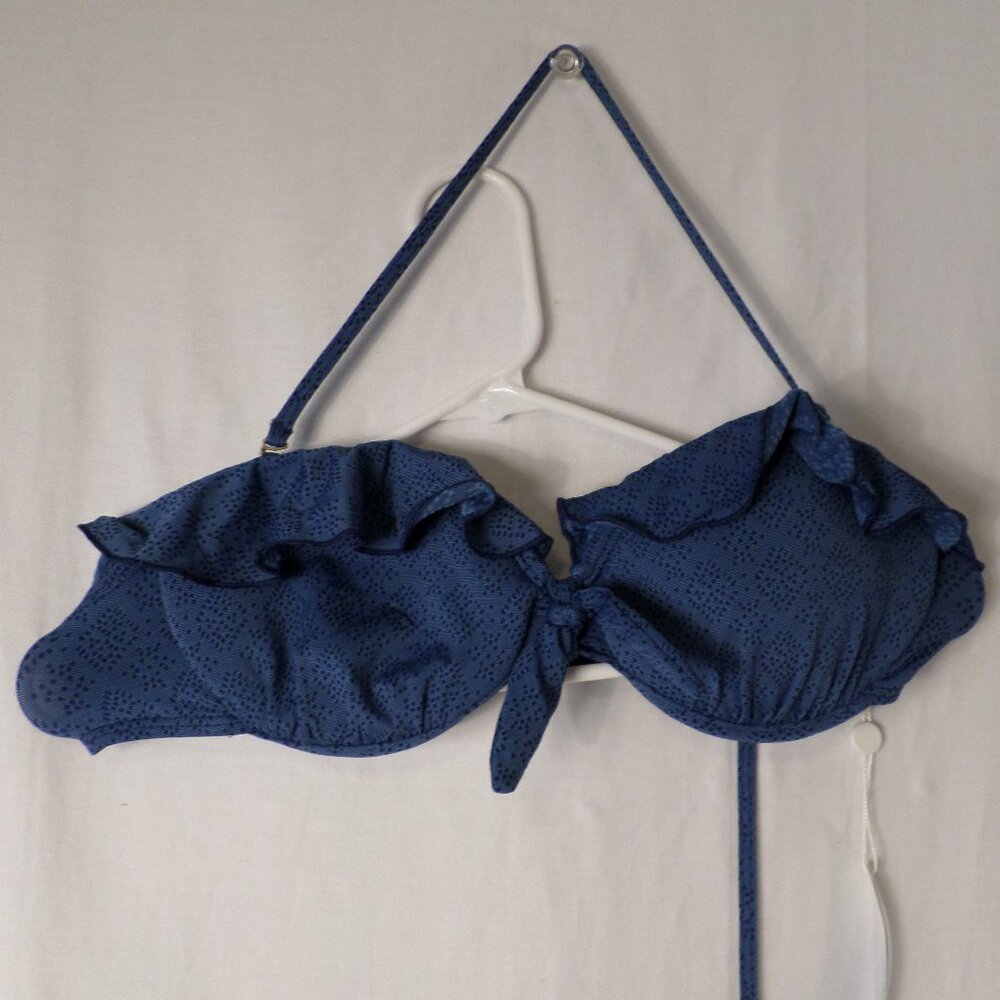Lucky Brand Bathing Suit Top Blue W/Ruffles Womens Sz Med NWT